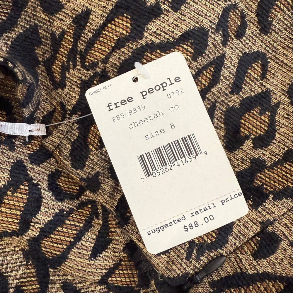 NWT Free People Brown Cheetah Leopard Print Ruffle Skater Mini Skirt Size 8 Boho - Picture 4 of 6